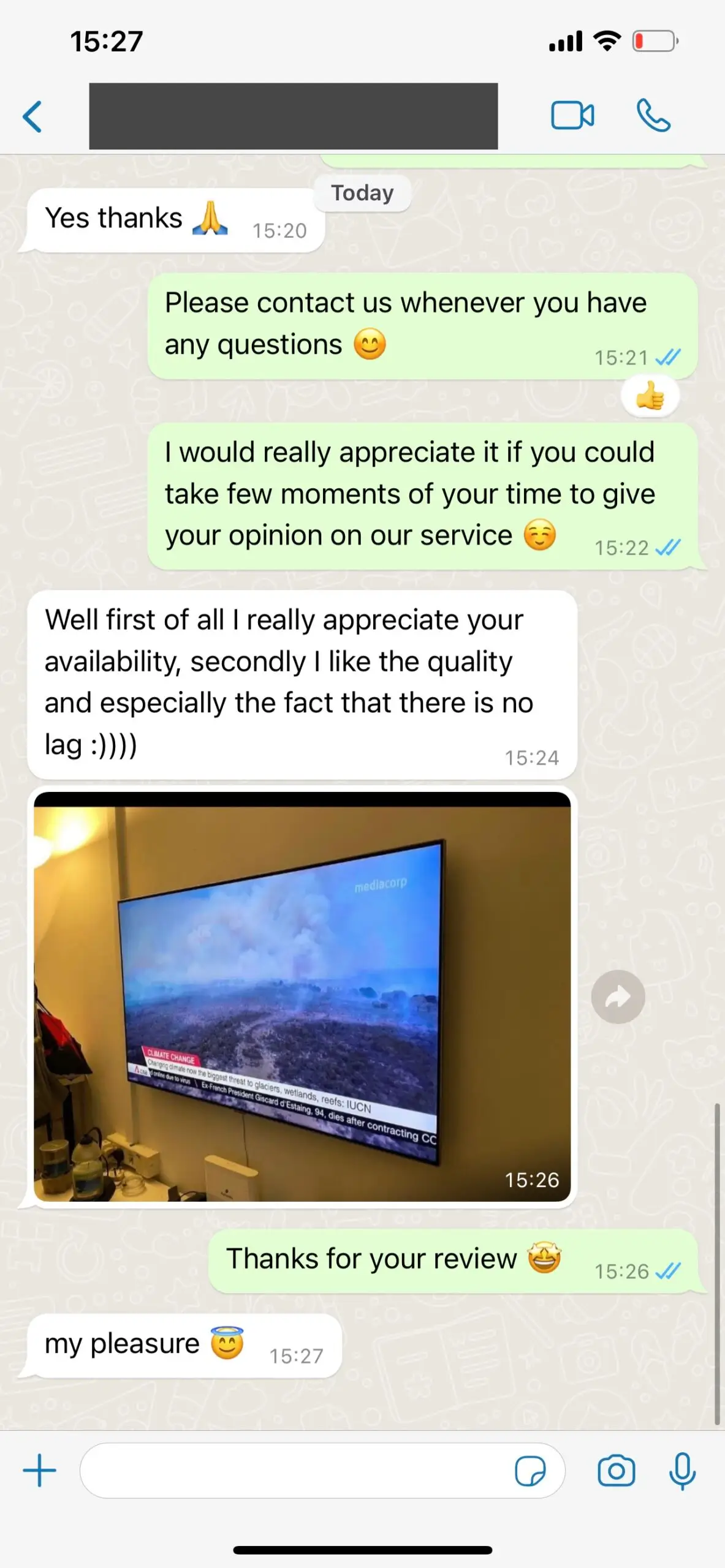 Customer review screenshot of streaming quality